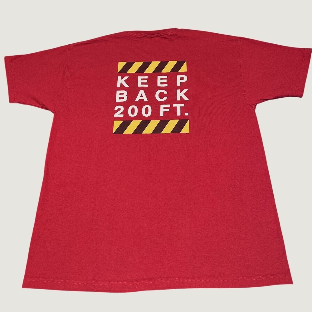 Vintage Y2K FDNY‎ Keep Back 200 Ft T-Shirt Mens Large New York Red Short Sleeve
